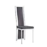 Lot 6 Chaises Salle à Manger Dana Velours Gris Contour Chrome 56x43x99cm