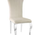 Lot de 6 Chaises baroque LOUIS Chrome Velours Ecru