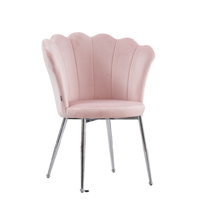 Lot de 2 Chaises NYMPHEA Velours Rose Pieds Chrome