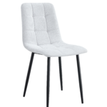 Lot 4 Chaises Salle à Manger Elisa Velours Serge Gris Pieds Métal Noir 42x55x87cm
