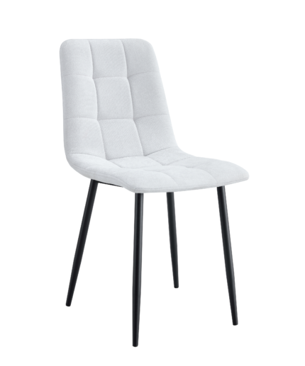 Lot 4 Chaises Salle à Manger Elisa Velours Serge Gris Pieds Métal Noir 42x55x87cm