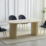 Lot de Chaises Terra Dorées Noires Pieds Travertin Beige