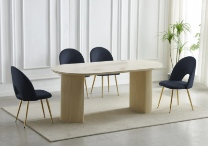 Lot de Chaises Terra Dorées Noires Pieds Travertin Beige