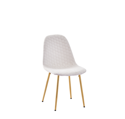 Lot 4 Chaises Salle à Manger Scandinaves Abeille Velours Beige Pieds Gold
