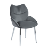 Lot de 2 Chaises Loha Velours Anthracite Pieds Métal Chrome