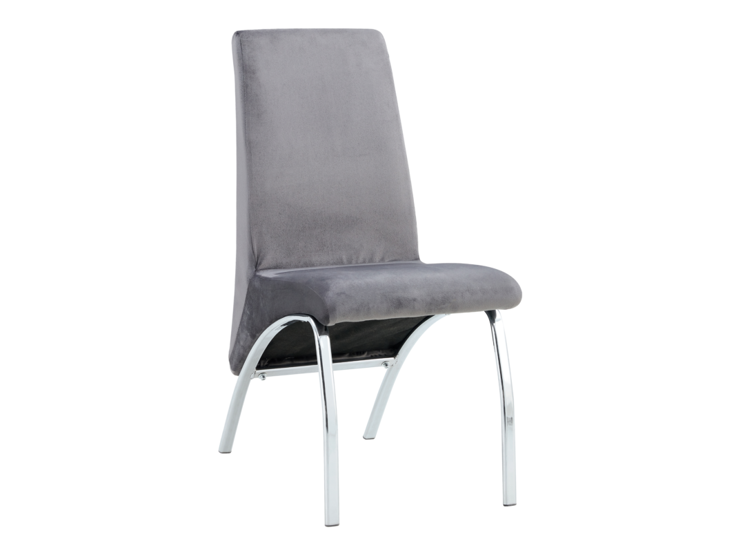 Lot de 4 Chaises Fate Velours Gris Pieds Chrome