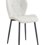 Lot 4 Chaises Salle à Manger Coquillage Velours Beige Pieds Métal Noir 46x58,5x87cm