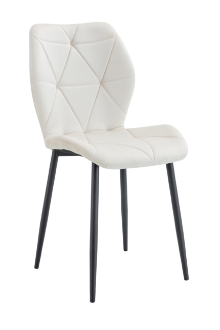 Lot 4 Chaises Salle à Manger Coquillage Velours Beige Pieds Métal Noir 46x58,5x87cm
