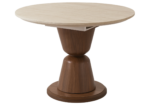 Table à Manger Ronde Extensible Pietra Noyer Travertin Vert
