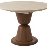 Table à Manger Ronde Extensible Pietra Noyer Travertin Vert