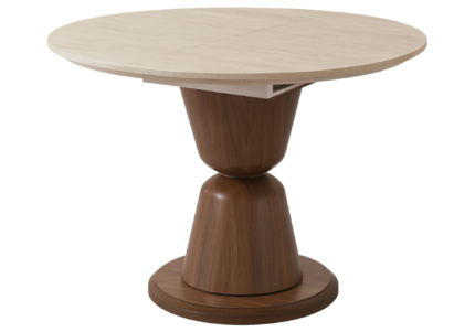 Table à Manger Ronde Extensible Pietra Noyer Travertin Vert