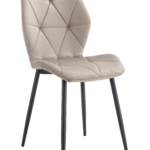 Lot 4 Chaises Salle à Manger Coquillage Velours Taupe Pieds Métal Noir 46x58,5x87cm