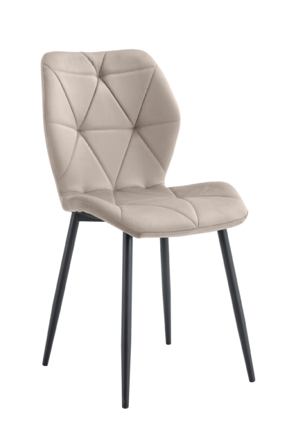 Lot 4 Chaises Salle à Manger Coquillage Velours Taupe Pieds Métal Noir 46x58,5x87cm