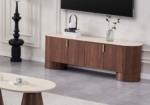 Meuble TV Ovale Monza Noyer Travertin Vert