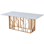 Table à Manger Portofino Marbre Blanc Pieds Dorés 180x90x75 cm