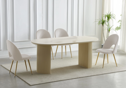 Chaise Terra Travertin Beige Pieds Dorés