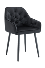 Lot 2 Chaises Salle à Manger Jade Accoudoirs Velours Noir Pieds Métal Noir 53,5x53x84cm