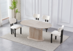 Lot de Chaises Inaya Beiges Pieds Noirs Travertin