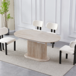 Lot de Chaises Inaya Beiges Pieds Noirs Travertin