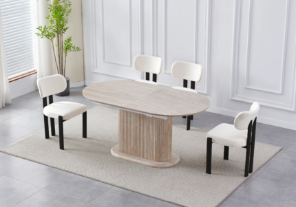 Lot de Chaises Inaya Beiges Pieds Noirs Travertin