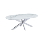 Table Basse Manon Céramique Marbre Blanc Pieds Chrome 120x60 cm