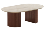 Table Basse Ovale Terra Travertin Bois Noyer Vert