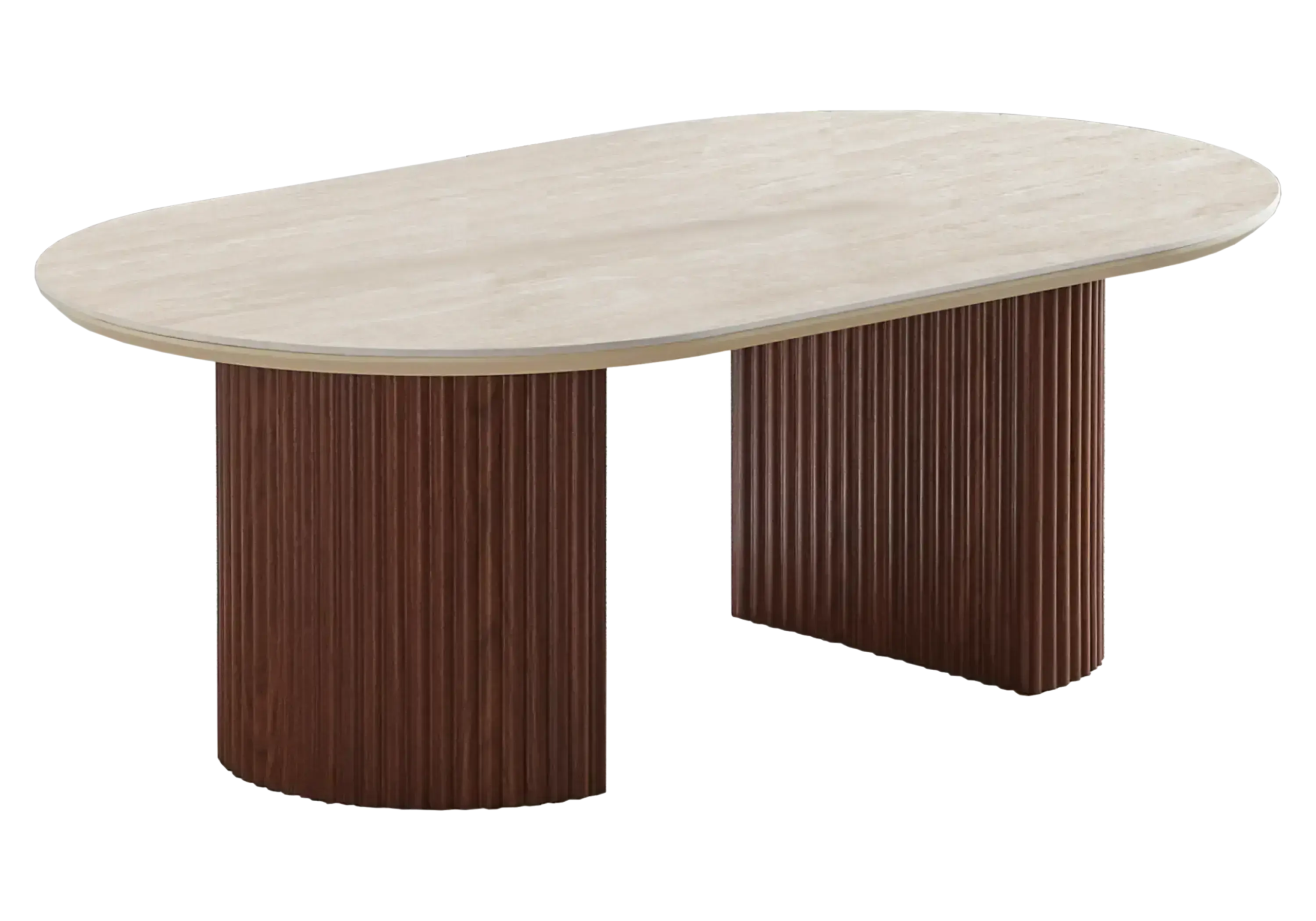 0 977.png Table Basse Ovale Terra Travertin Bois Noyer Vert