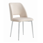 Lot de 4 chaises AVA Chrome en Velours - Beige