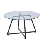 Table Basse Ronde Héloïse Verre Trempé Transparent Métal Noir D80xH45 cm