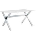 Table à Manger IXE Chrome XXL Plateau Verre Trempé Transparent 180 cm