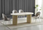Chaise Terra Travertin Beige Pieds Argentés Taupe