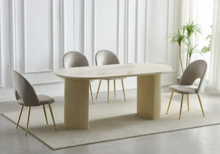 Lot de Chaises Terra Dorées Taupe Pieds Travertin Beige