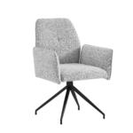 Lot de 2 Chaises Carrera Pivotante Tweed Gris Pieds Métal Noir 63x59.5x90 cm