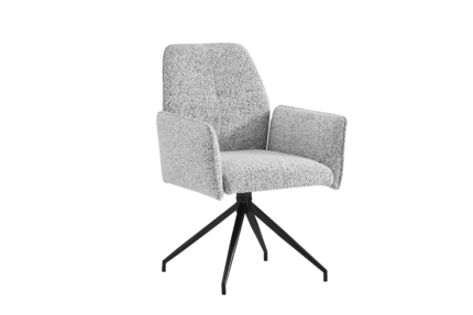 Lot de 2 Chaises Carrera Pivotante Tweed Gris Pieds Métal Noir 63x59.5x90 cm