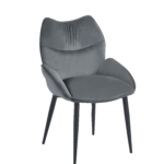 Lot de 2 Chaises Loha Velours Anthracite Pieds Métal Noir