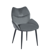 Lot de 2 Chaises Loha Velours Anthracite Pieds Métal Noir