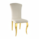 Lot 6 chaises velours beige pieds inox gold 48x45x101 cm LOUIS