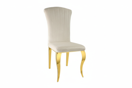Lot 6 chaises velours beige pieds inox gold 48x45x101 cm LOUIS