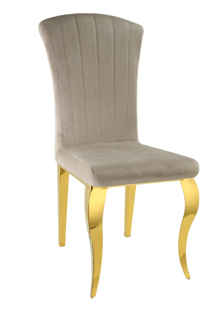 Lot de 6 Chaises Baroque LOUIS Velours Moka Pieds Dorés