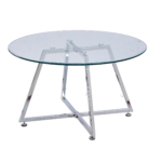 Table Basse Ronde Heloise Métal Chromé Plateau Verre Transparent D80xH45 cm