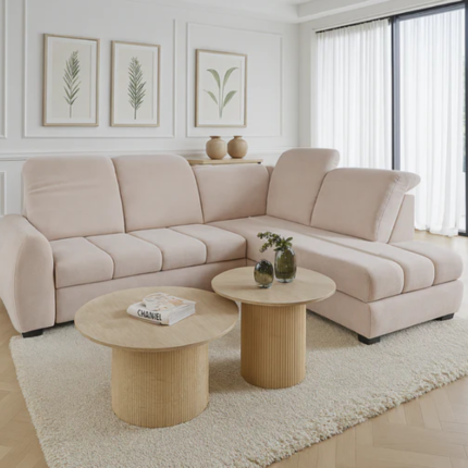 Canapé d'Angle Relax Convertible Beige Lit Intégré