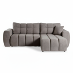 Canapé d'Angle Cosy Tissu Taupe Convertible Coffre