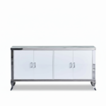 Buffet Baroque Marbre Verre Trempé MDF Argent 170x40x85 cm