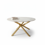 Table Basse Alia Ronde Marbre Blanc Structure Dorée