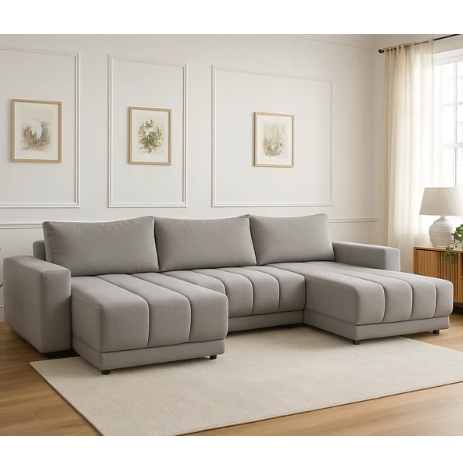 1 Bb5ee388 F0ee 4a6f 88b9 E91150d8bc0c 7.png Canapé Panoramique Majesté Tissu Gris Convertible Lit