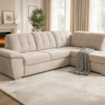 Canapé d'Angle Douceur Velours Beige Convertible Coffre