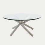 Table Basse Ronde Cristal Verre Argenté Moderne