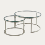 Table Basse Ronde Clara Verre Trempé Argentée