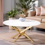 Table Basse Ronde Solstice Marbre Doré Luxueux